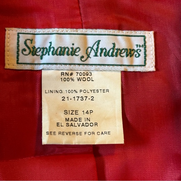 Stephanie Andrews VTG Blazer Jacket Women Sz 14P Red 100 % Wool - Picture 5 of 11